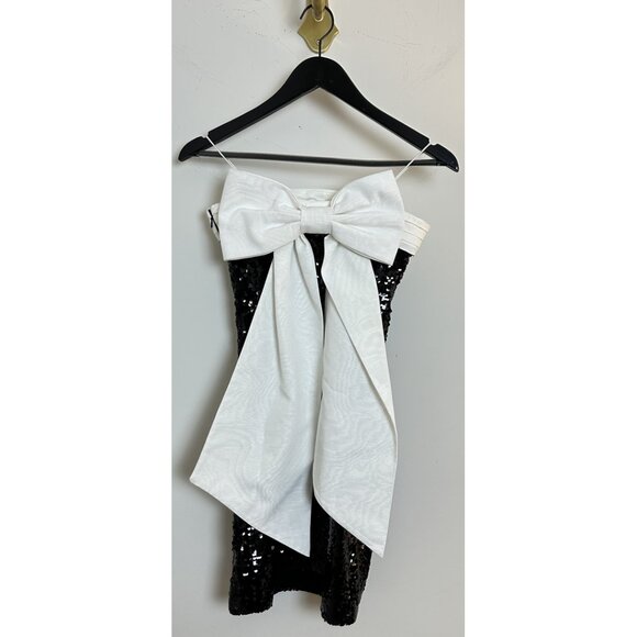 ALICE + OLIVIA Sibella Mini Dress in Black & Off White Size US 2 - Picture 7 of 14